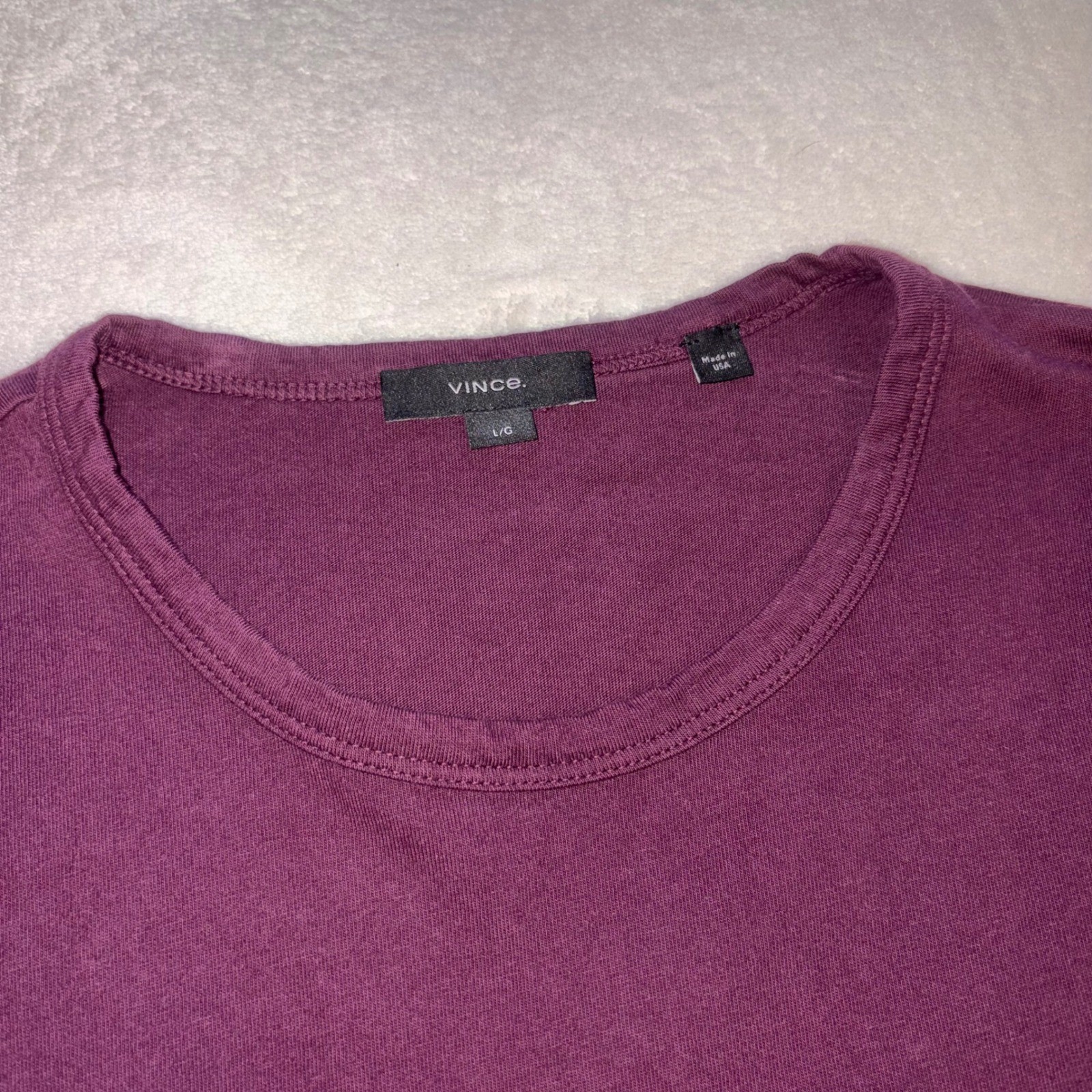 VINCE T Shirt Mens Large Purple Cotton Crew Neck Made in USA Tee gallery