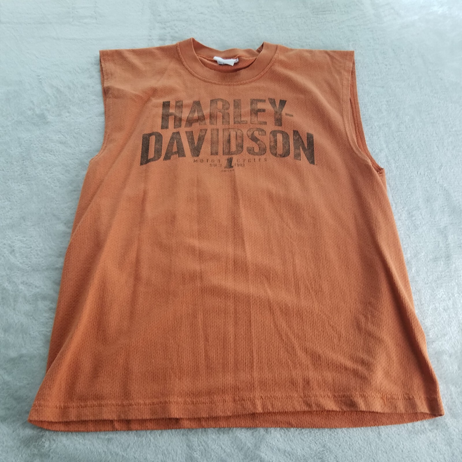 Mens Harley Sleeveless Graphic T Shirt Orange Stone Mountain - See Measurements gallery