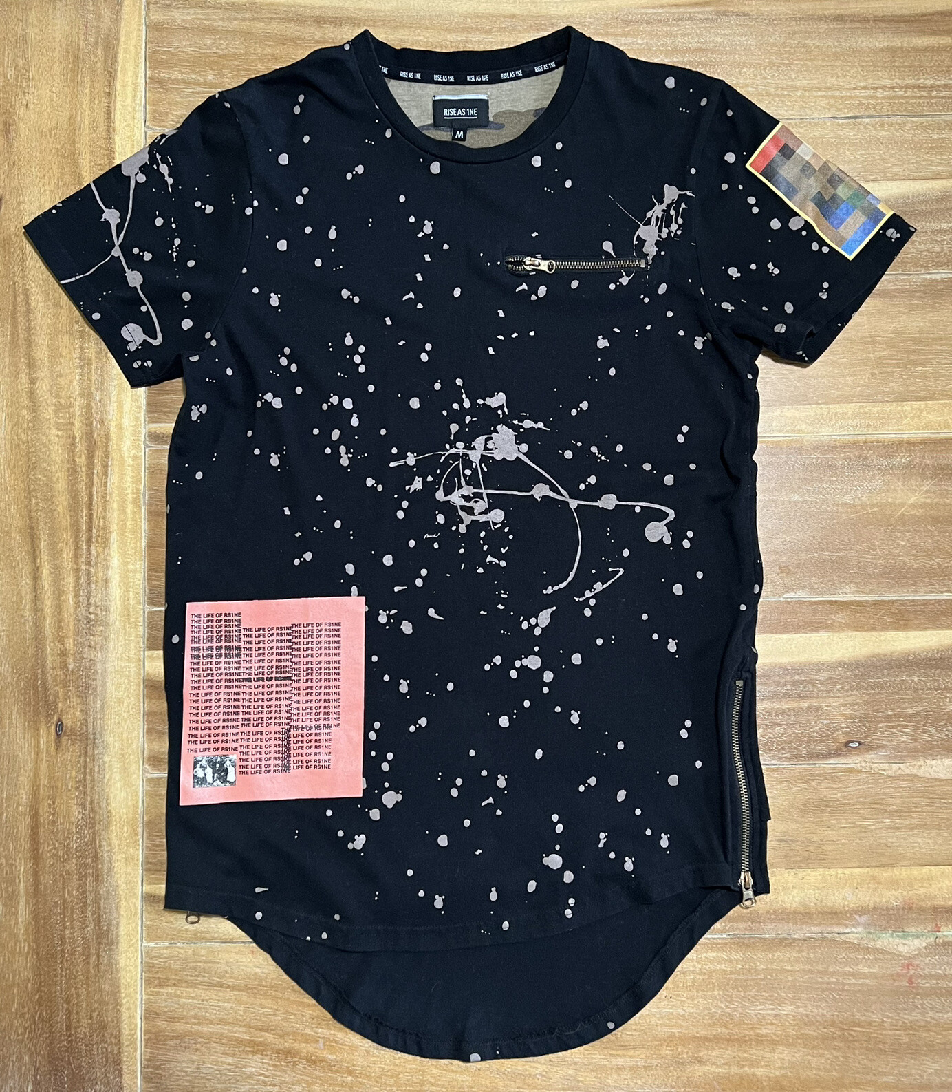 RISE AS 1NE COLORED PAINT PATCHED ZIPPER ‘YEEZY’ LONGLINE Medium Shirt