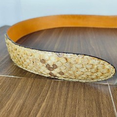 【intage Python】Luxury Python Leather Dress Belt, Made in Italy