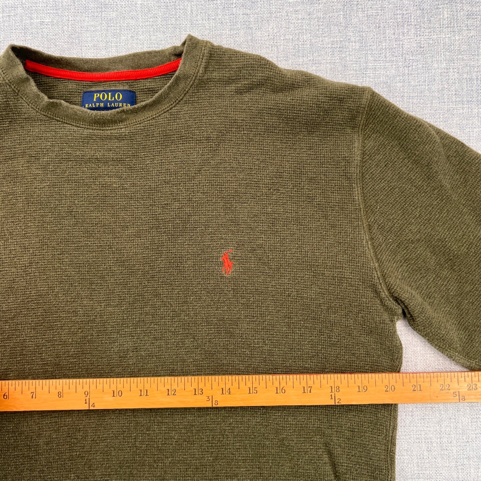 Polo Ralph Lauren Waffle Knit Thermal Shirt Men Large Olive Cotton Preppy Y2K gallery