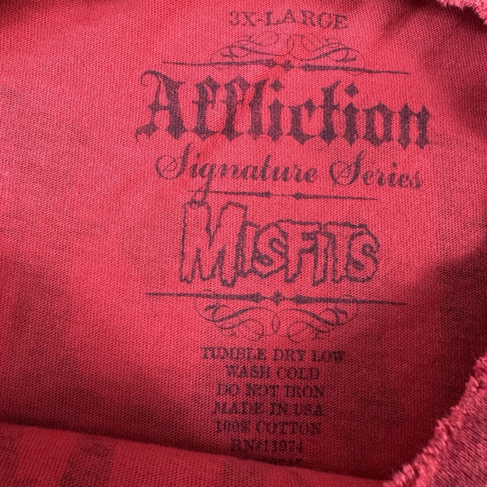 Affliction Signature Series x Misfits Sorrow Red/Black T-Shirt Mens Sz 3XL Rare gallery