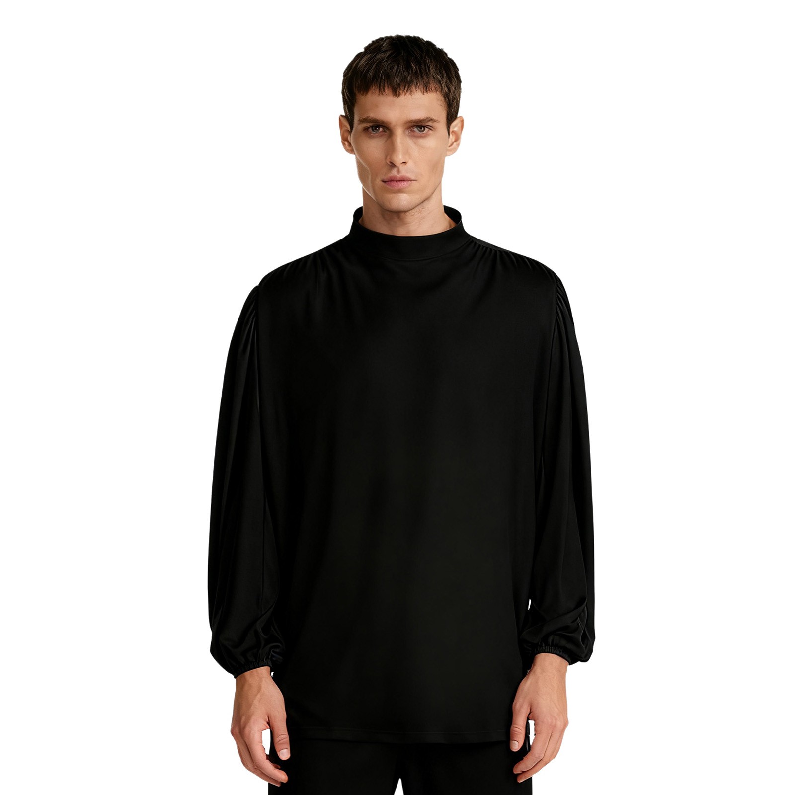 Mens Tops Tunic Blouse Dancewear Shirt Modern Worship Stand Collar Solid Color gallery