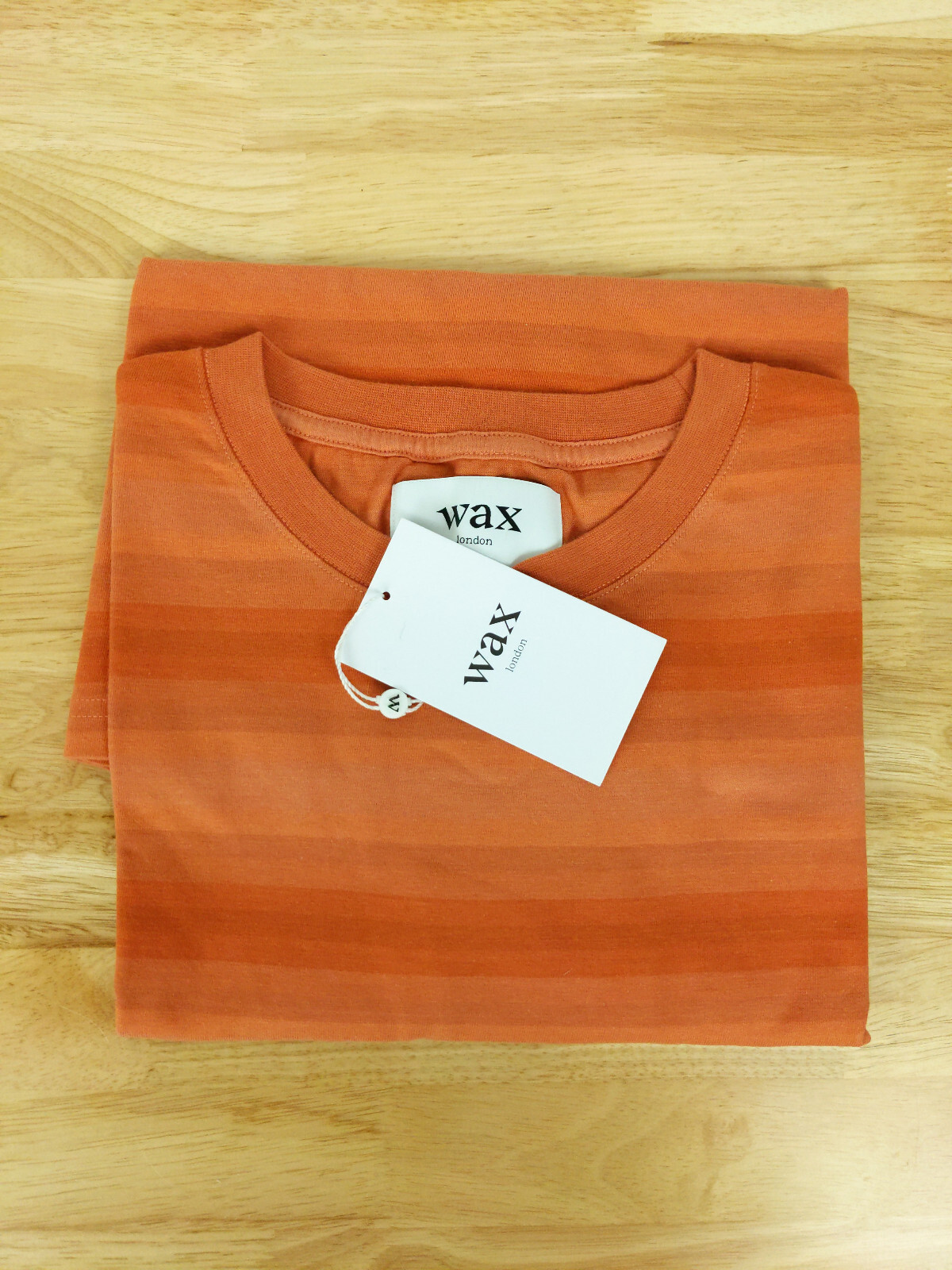 NWT Wax London Dean Striped T-Shirt in Rust Orange (Various Sizes) gallery
