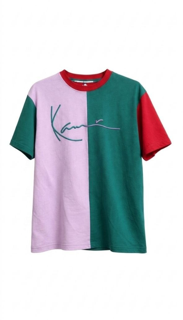Vintage Style Karl Kani Men’s Colorblock Embroidered Logo T-Shirt Size M Cotton