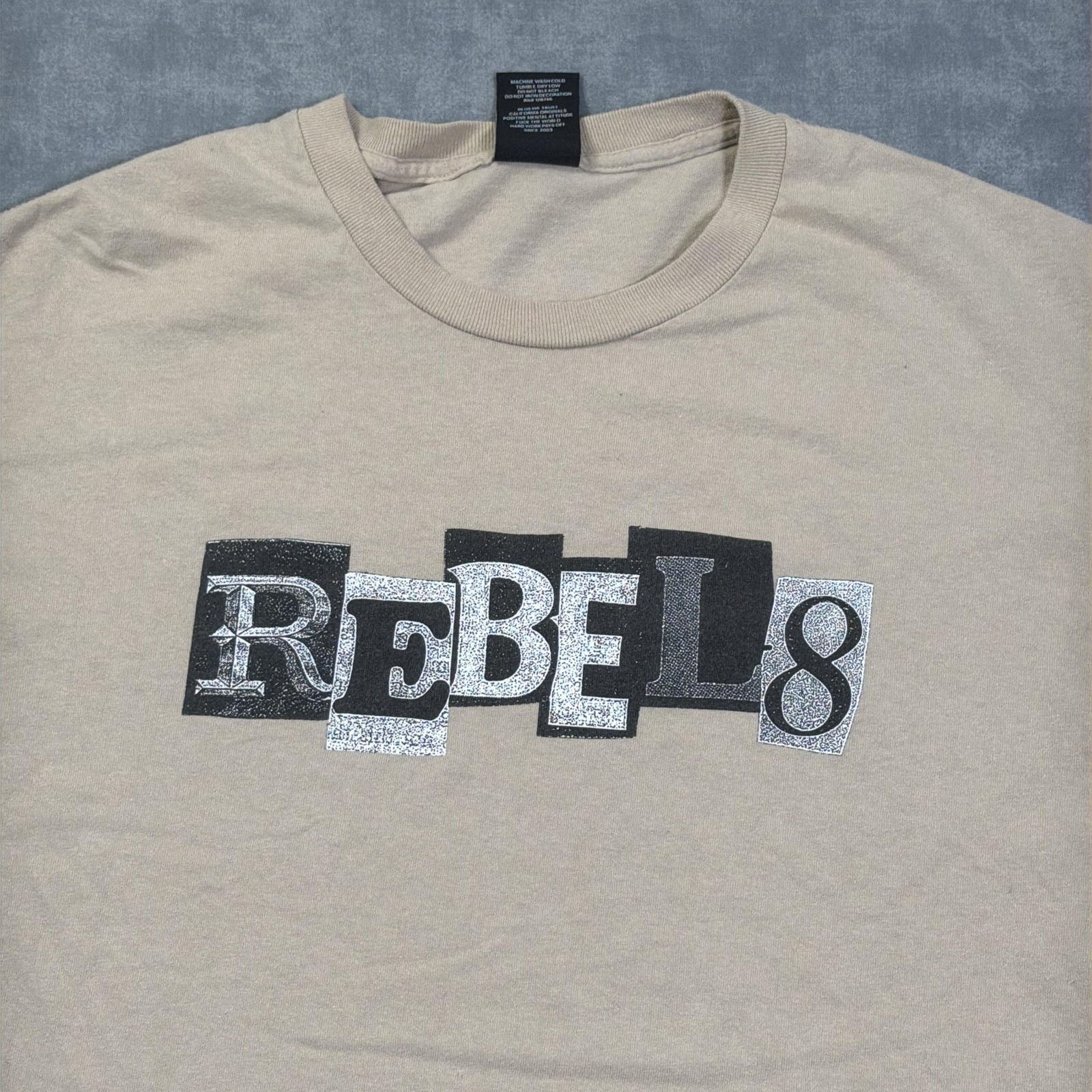Rebel Eight Shirt Mens L Beige Rebel8 Logo Graphic Tee Streetwear Crew Neck gallery