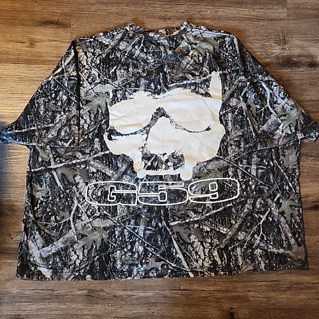 G59 Camouflage Logo Cotton RARE Short Sleeve T-Shirt Gray Black White 3XL