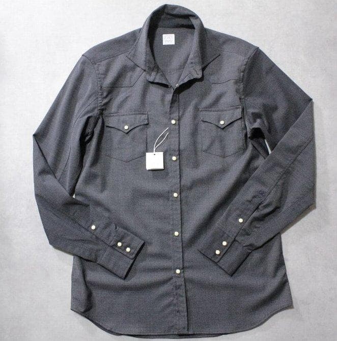 ALESSANDRO GHERARDI Western Shirt M Gray Wool-Poly Blend 54% Polyester, 44% Wool gallery
