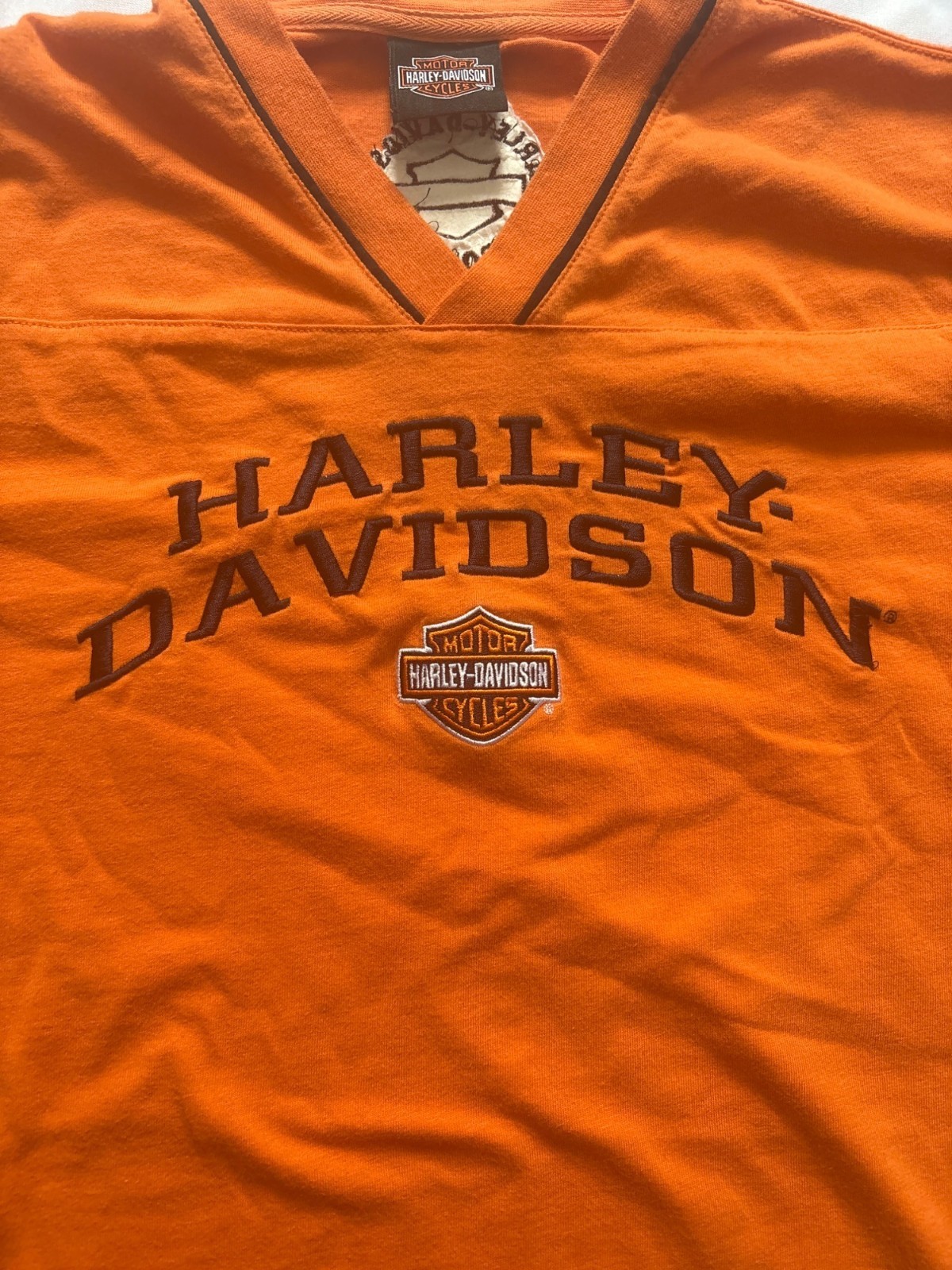 VTG Harley-Davidson Mens Orange V-Neck T-Shirt XXL DuBois, PA Harley-Davidson gallery