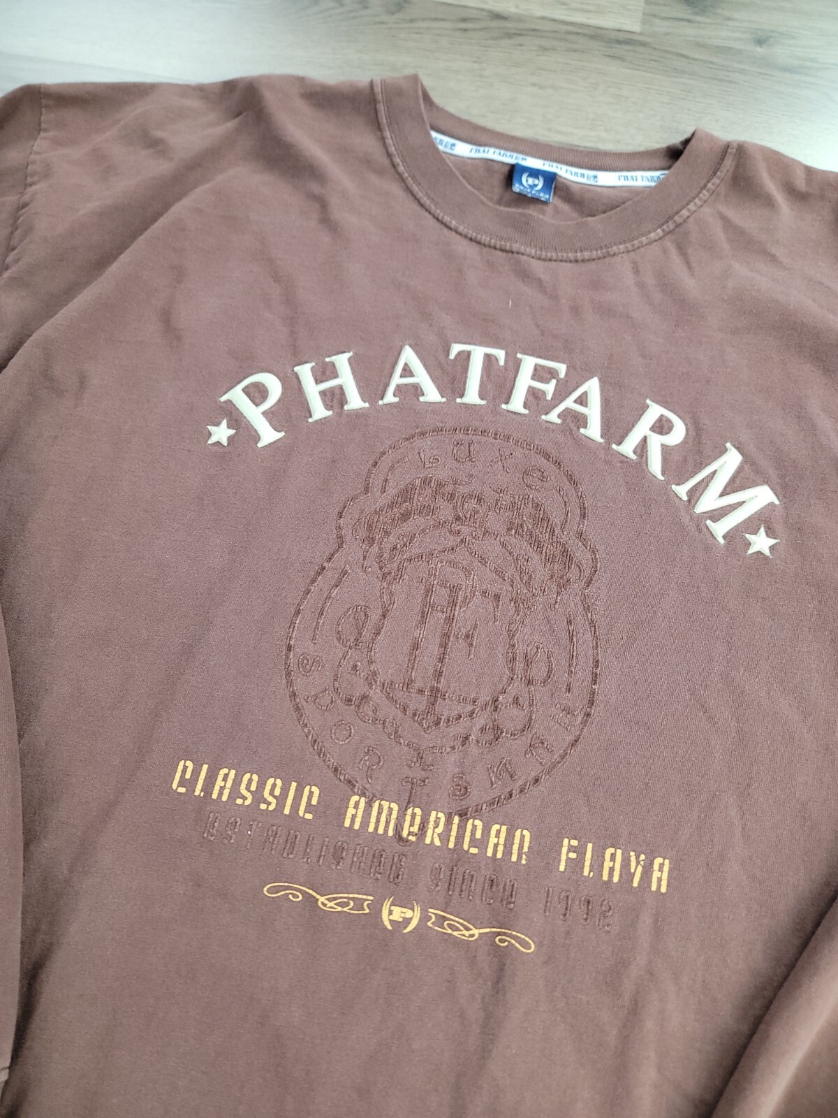Vintage Phat Farm Shirt Long Sleeve Size XL Brown Streetwear Hip Hop Y2K Baggy gallery