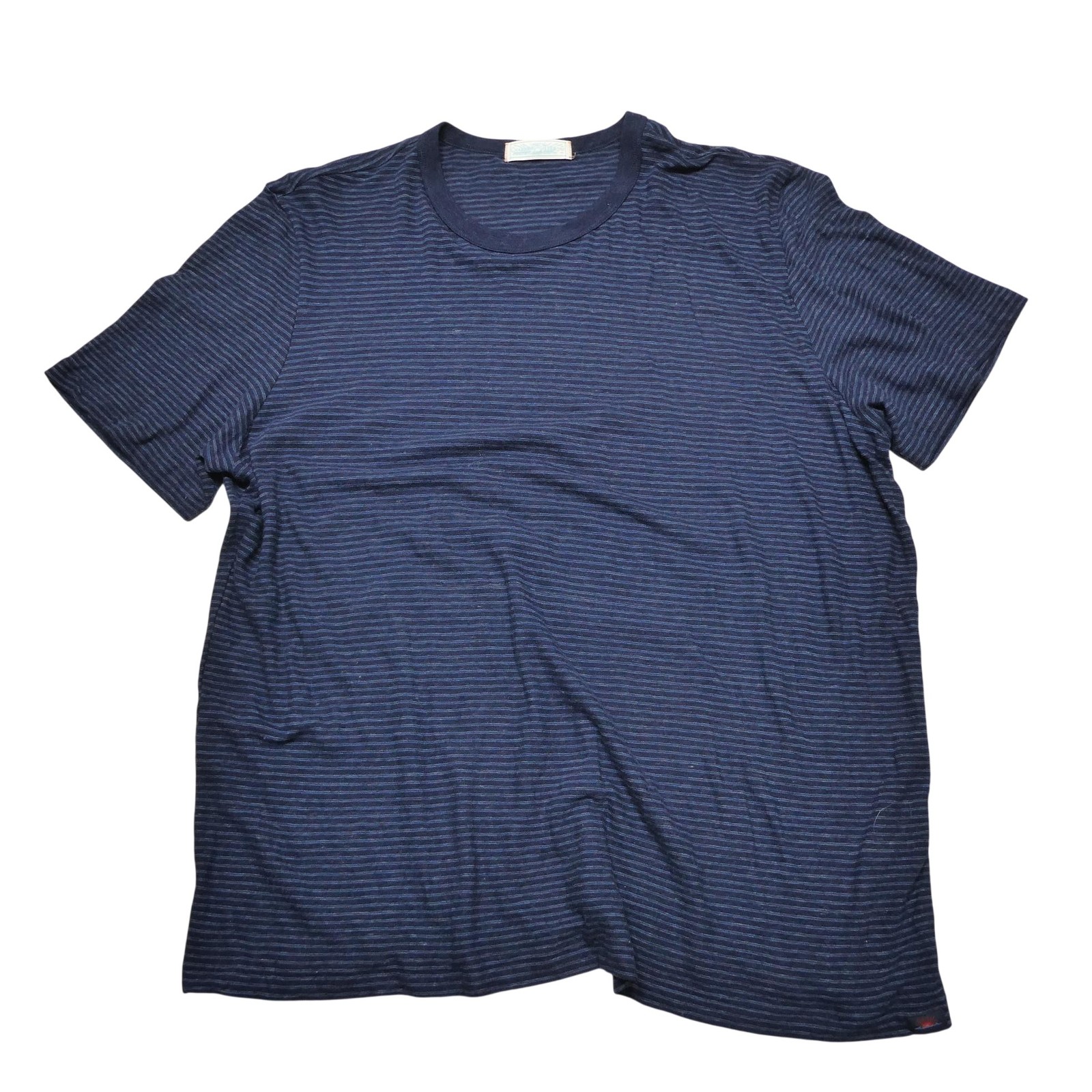 Faherty Shirt Mens 2XL Blue Striped Chambray Tee Cotton Modal Short Sleeve gallery
