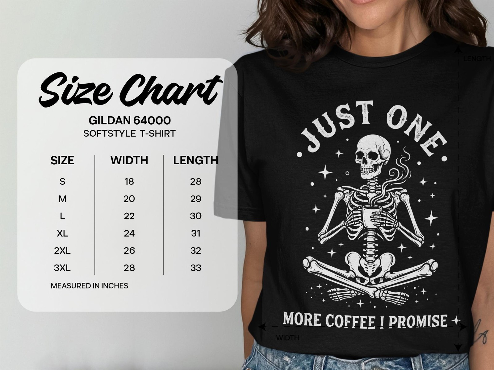 Just One More Coffee I Promise T-Shirt, Funny Skeleton Coffee Lover Tee, Spooky gallery