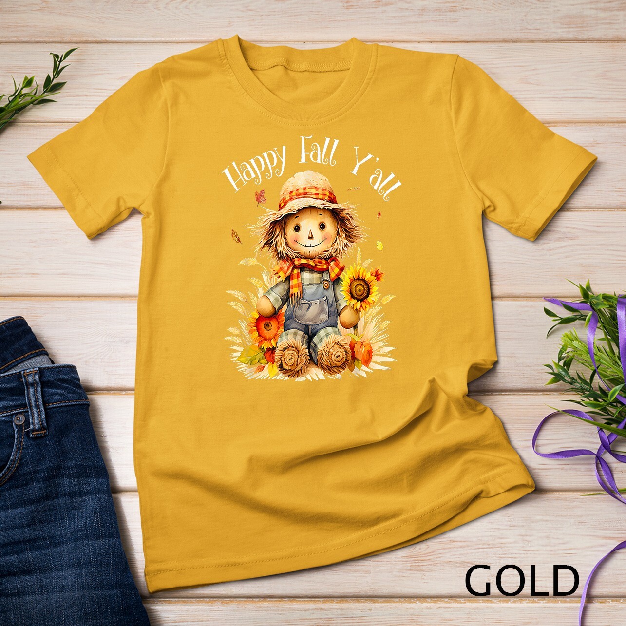 Happy Fall Yall Shirt Scarecrow Pumpkin Autumn Thanksgiving Unisex T-shirt gallery