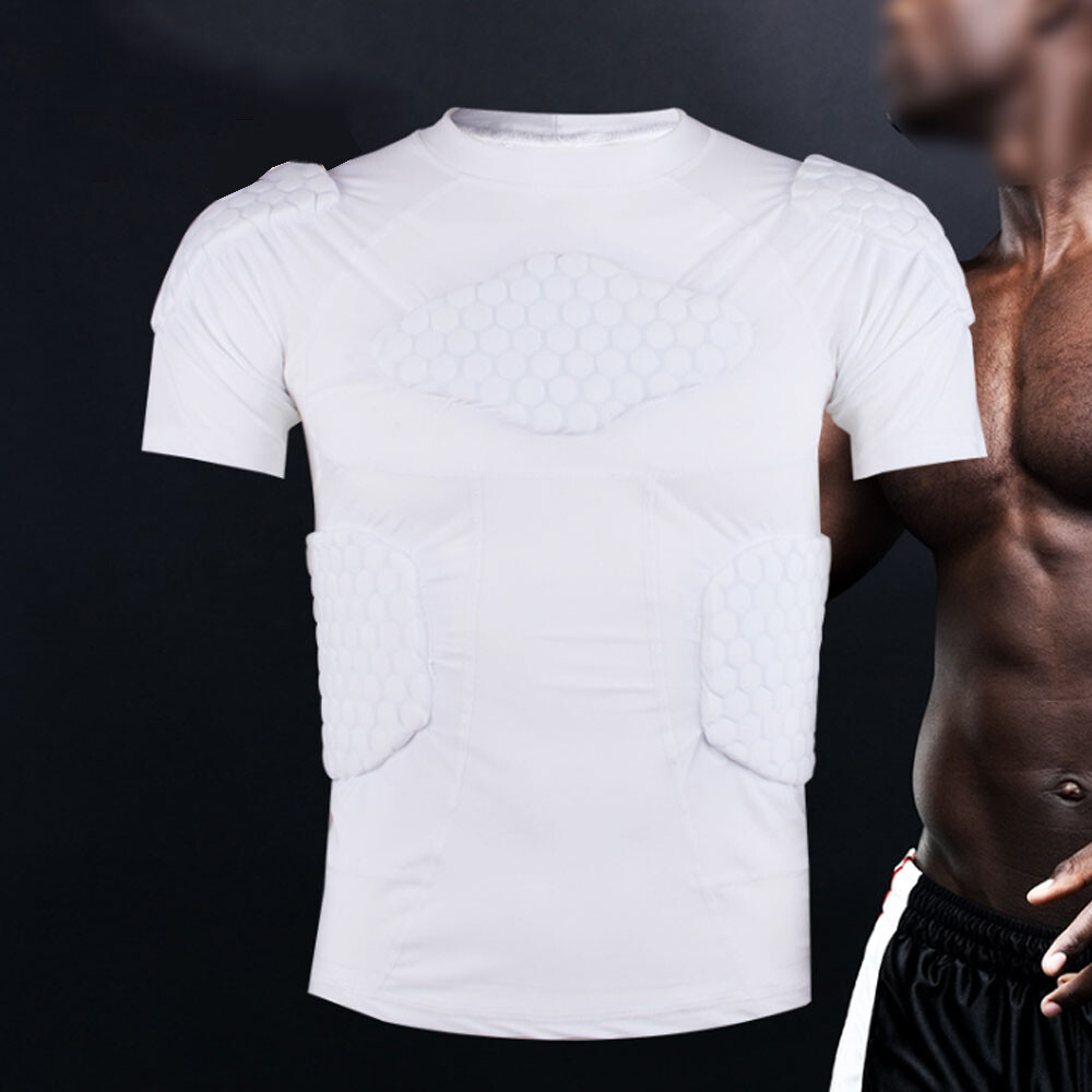 Men's Padded Compression Shirts,W/ Pads Training Vest Protector T-Shirt gallery