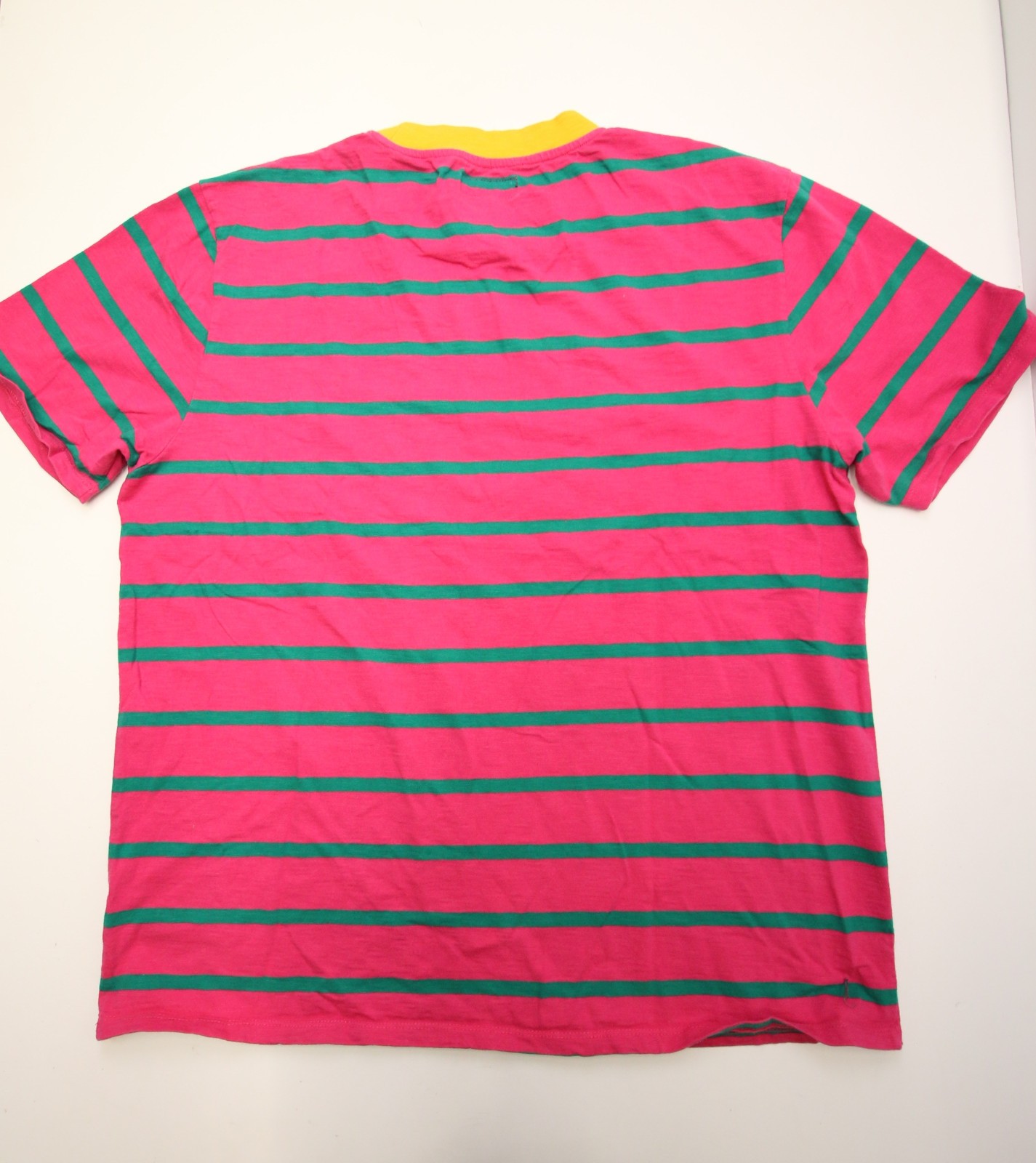Guess x J Balvin Pink Green Stripe Embroidered Vibras T-Shirt Mens XL gallery