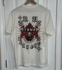True Religion SHINING CREST TEE Winter White Short Sleeve Size Small NWT