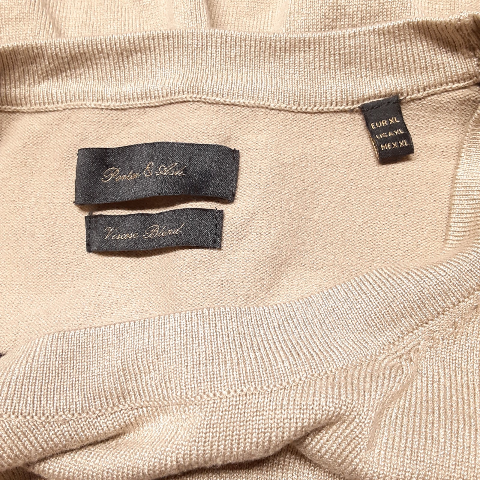 Porter & Ash Mens Viscose Nylon Blend T-Shirt XL Tan Beige Crew gallery