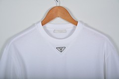 Prada White Triangle Logo T-Shirt Men’s Large Cotton Short Sleeve
