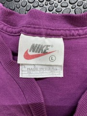 Vintage 90s Nike Mini Swoosh Essential Purple V-Neck T-Shirt Size Large USA Made