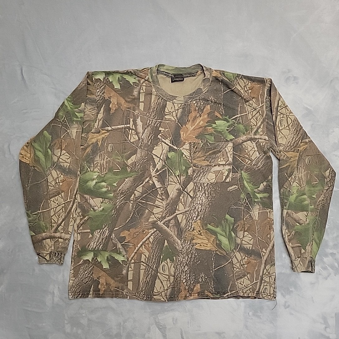 Liberty Realtree Hardwoods Camo Long Sleeve Pocket Shirt Mens XL Brown Hunting
