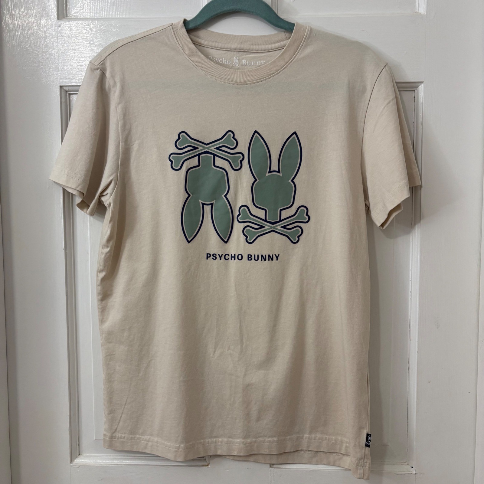 Psycho Bunny White Dawson Graphic T-Shirt Mens Sz 3 Pima Cotton Skull Crossbones