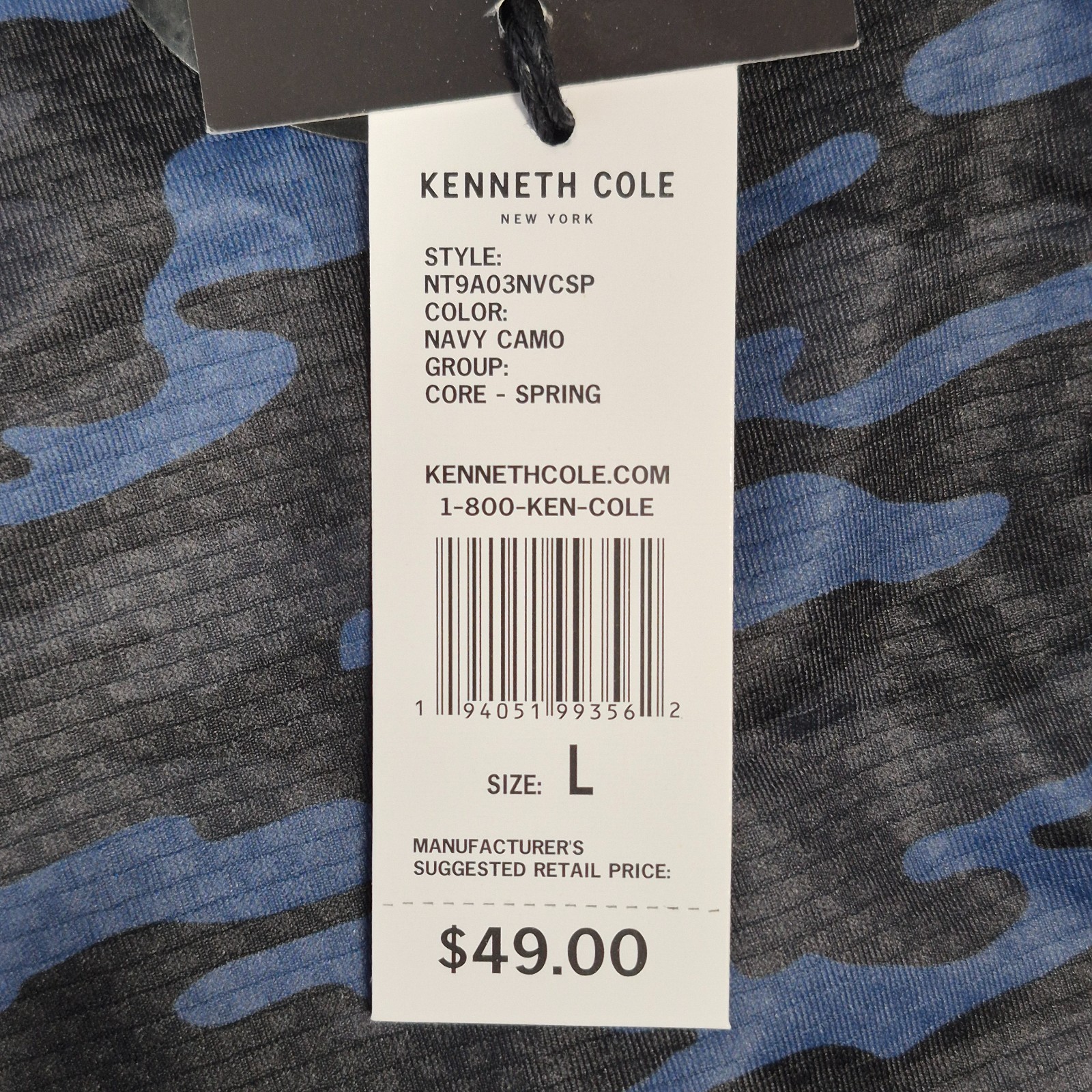Kenneth Cole Men's Active Tech Shirt S/S Stretch Breathable Soft Navy Camo gallery