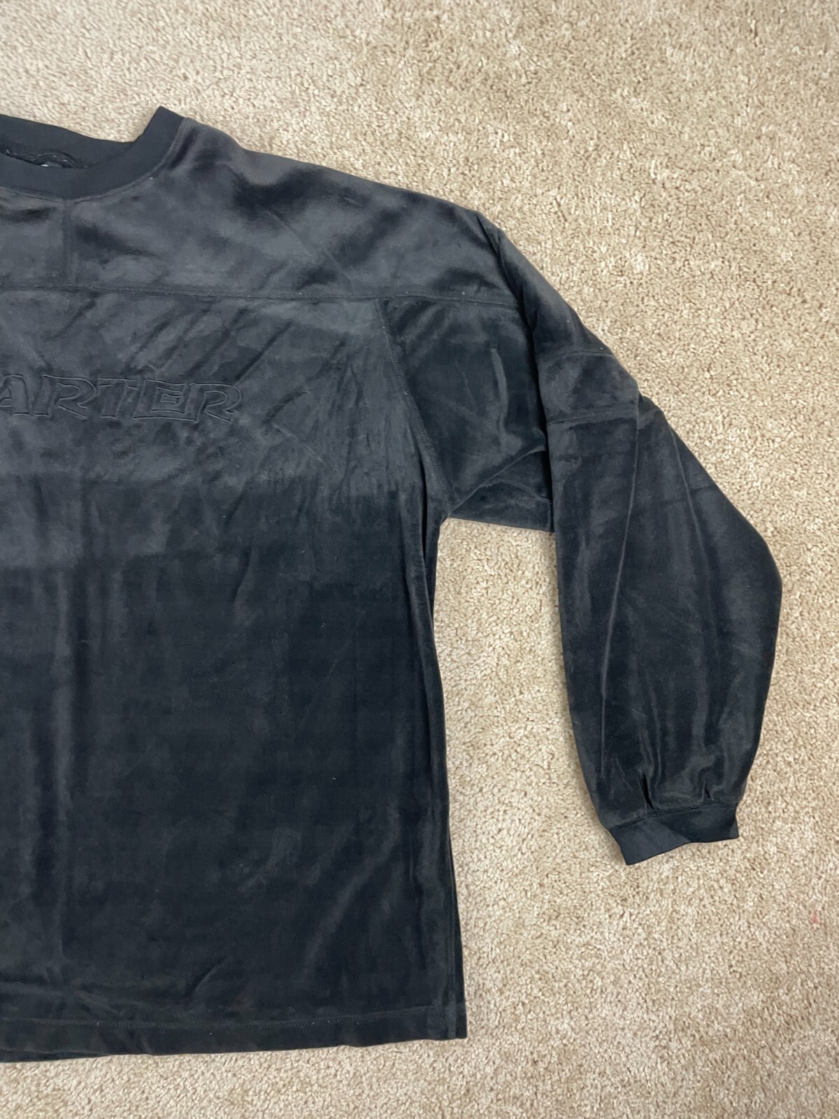 Starter Basic T-Shirt Mens XL Casual Knit Crewneck Long Sleeve Cuff Logo Black gallery