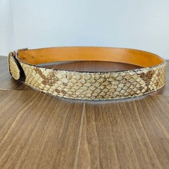 【intage Python】Luxury Python Leather Dress Belt, Made in Italy