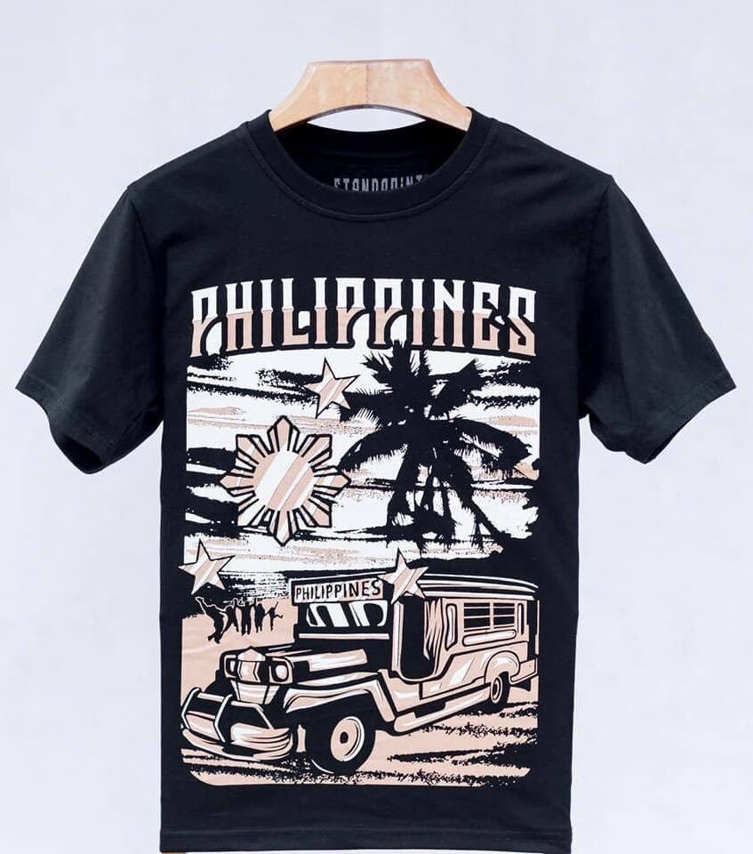 Philippines T-shirt Black jeepney customized silkscreen printed Unisex