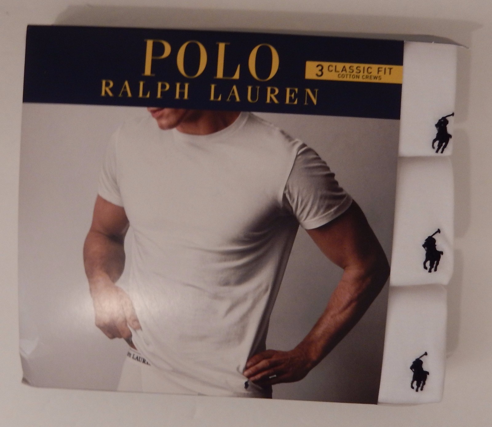 3 POLO RALPH LAUREN S M L XL 2XL COTTON BLACK WHITE GRAY BLUE CREW NECK T SHIRTS gallery