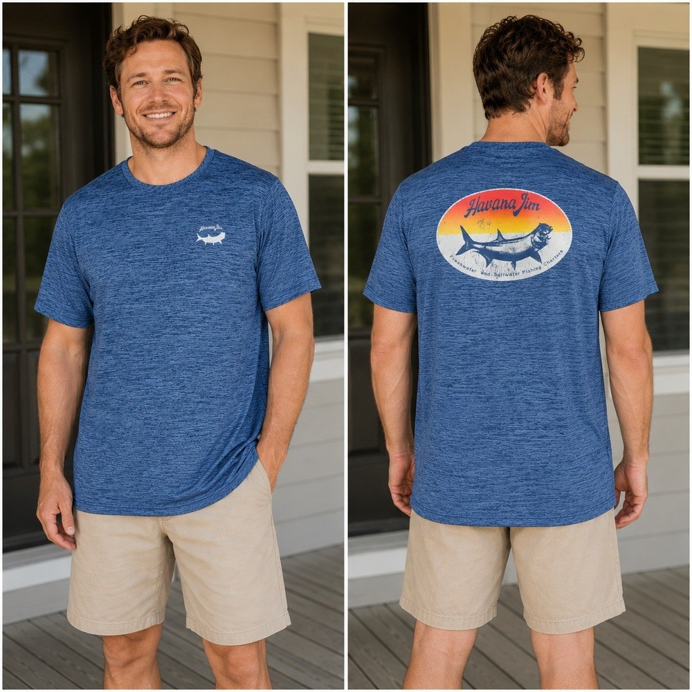 Havana Jim Mens 3XL Navy Blue Fishing Tee Shirt UPF Moisture Wicking Cool Tech