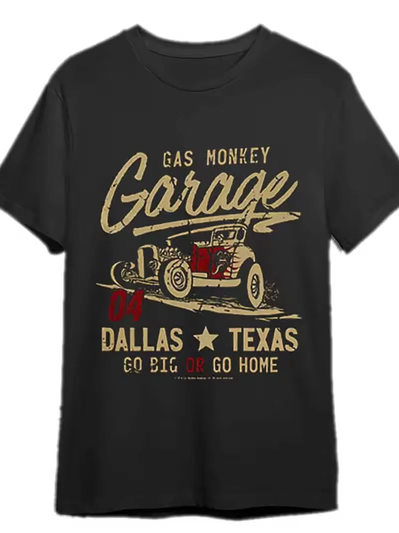 Men's Gas Monkey Garage Dallas Texas T-Shirt - Vintage Hot Rod Car & 'GO BIG OR gallery