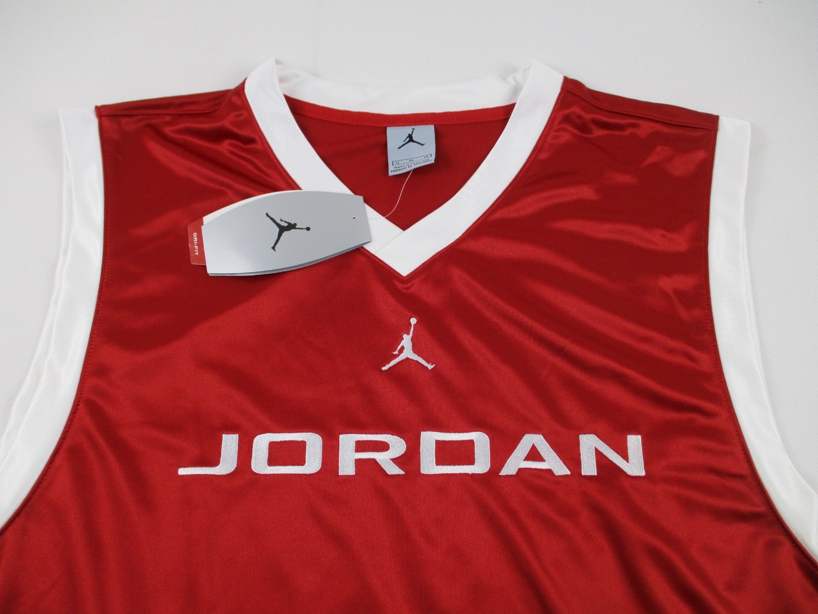 Vintage Air Jordan Shirt Mens XL Red Athletic Tank Top Y2K Baggy Satin Silky gallery
