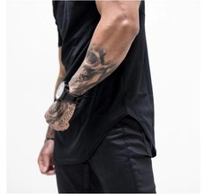 Cotton Patchwork Mesh Breathable Sport Shirt Mens Running Short Sleeve Training