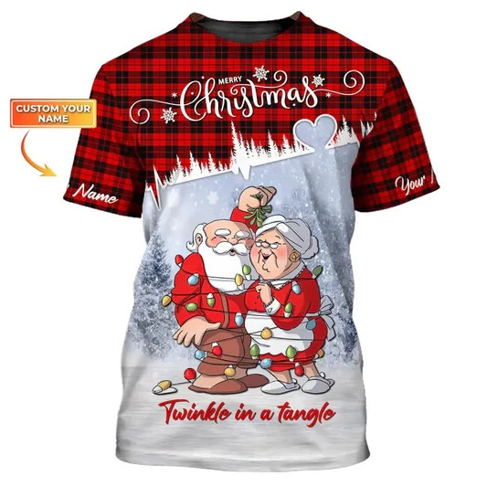 3D Merry Christmas custom name Shirt All size S-5XL HS207