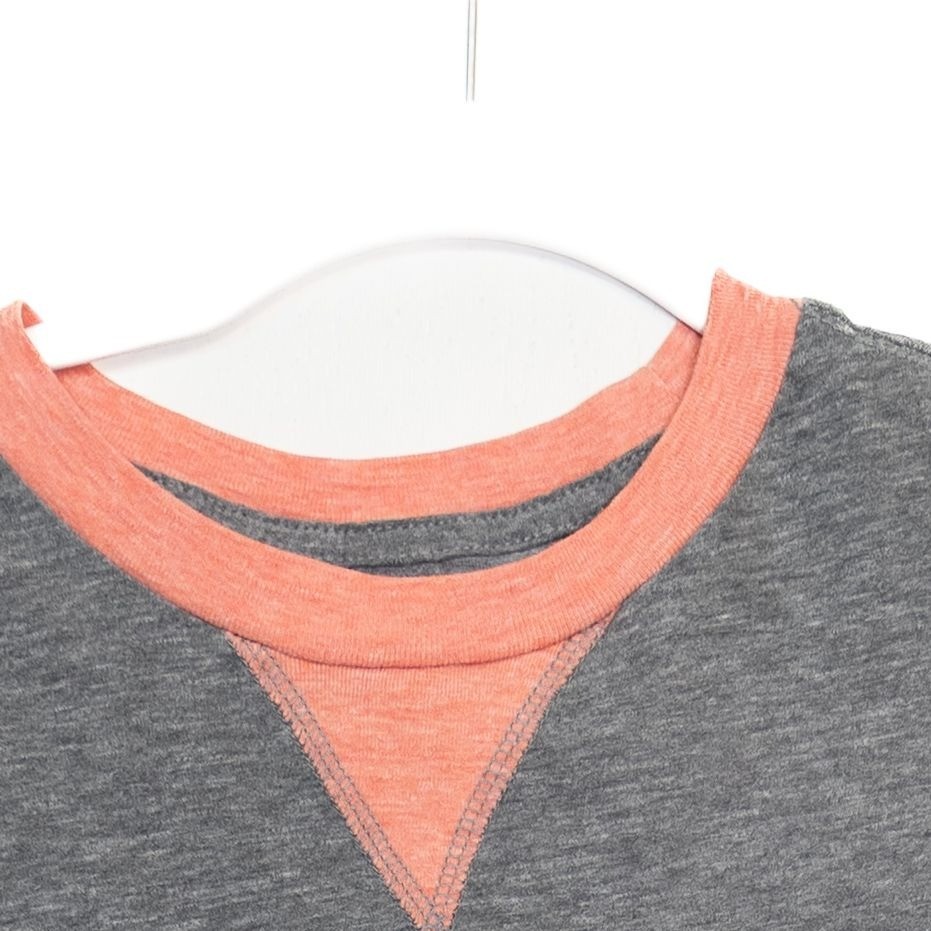 Arizona Jean Co. Size S Heather Gray & Coral Contrast Crew Neck Short-Sleeve gallery