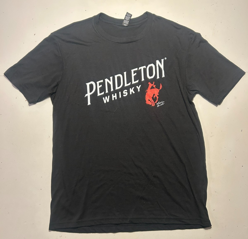 Pendleton Whisky Black T Shirt Size M Cowboy Horse Graphic District Perfect Tri