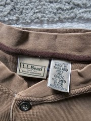 LL Bean Brown Waffle Knit Thermal Henley Shirt Men’s Size Medium