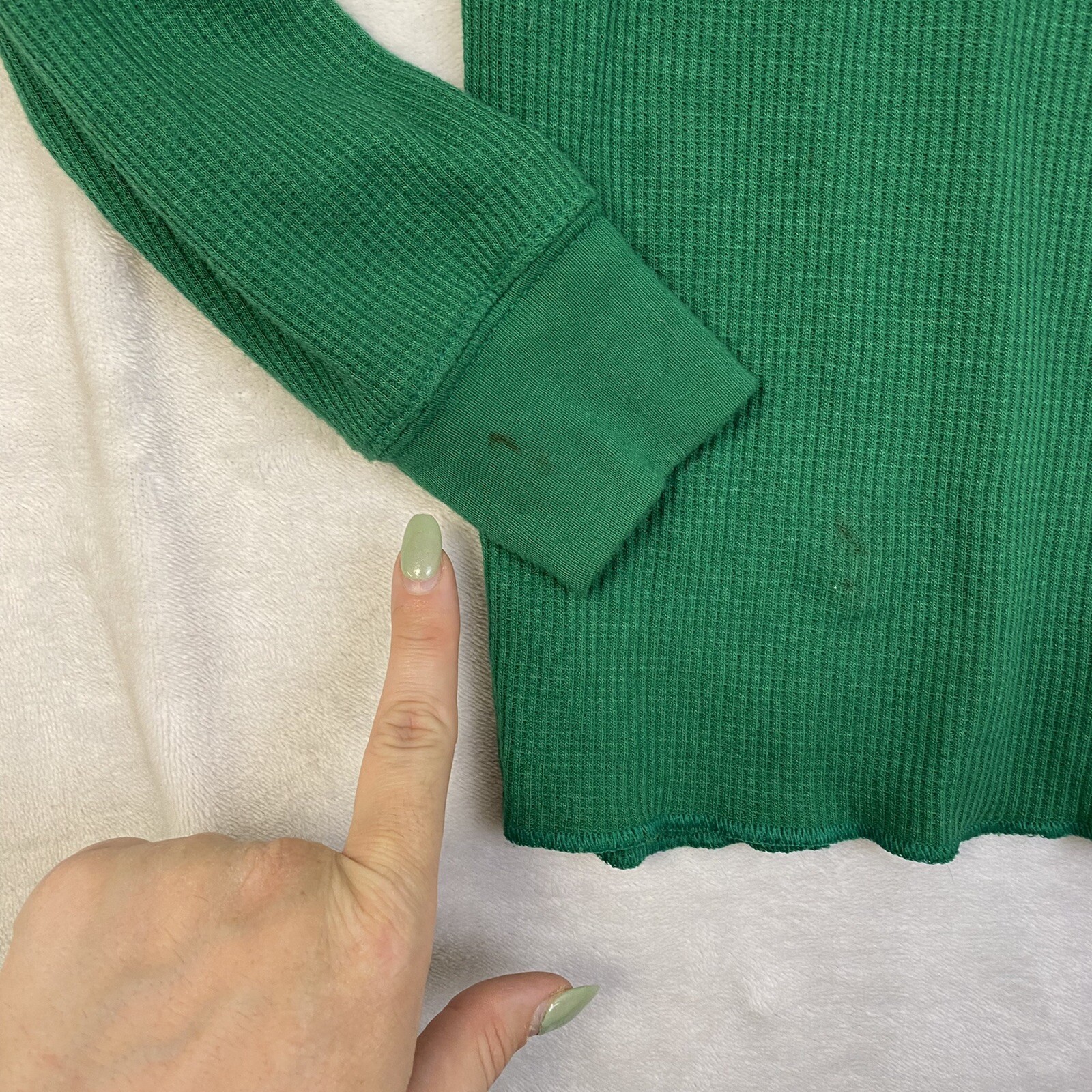 Famous Stars Straps Shirt Men's Large Green Thermal Waffle Knit Vintage Y2K gallery