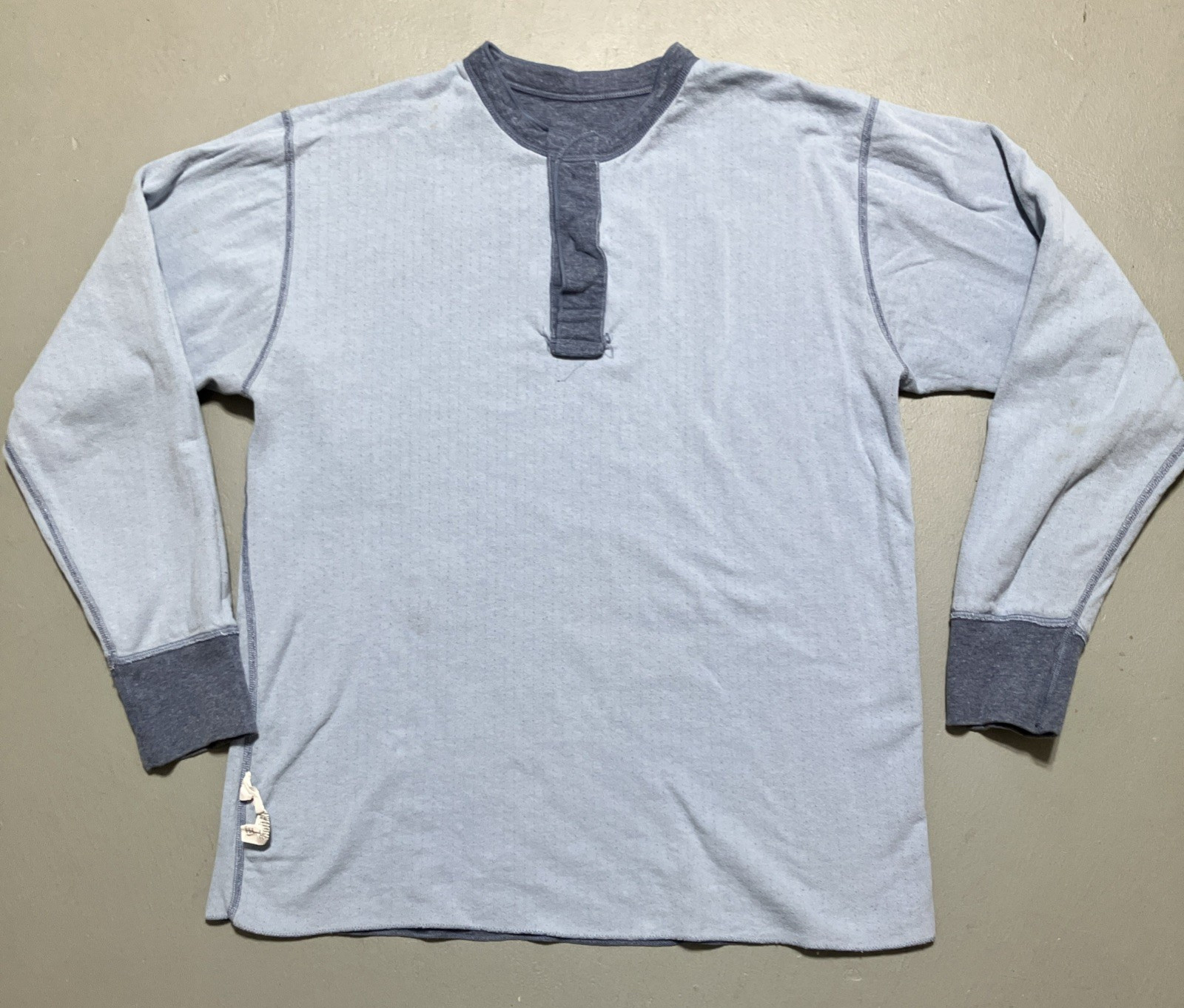 L.L. Bean Two-Layer River Driver's Shirt Sz L Tall Blue Wool Blend Henley gallery
