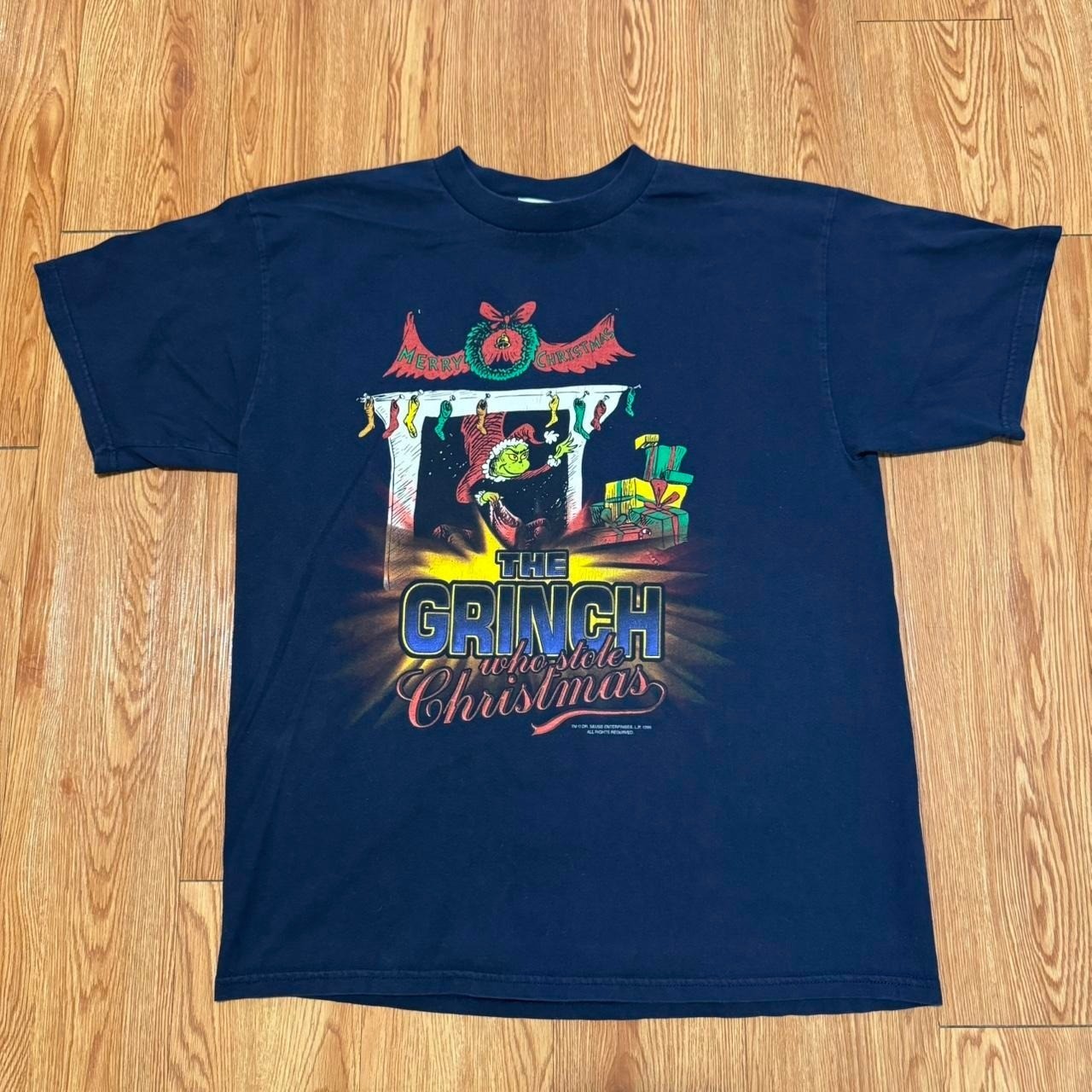 Vintage The Grinch Stole Christmas Men's Shirt 90s Navy 1999 Promo Animated XL gallery