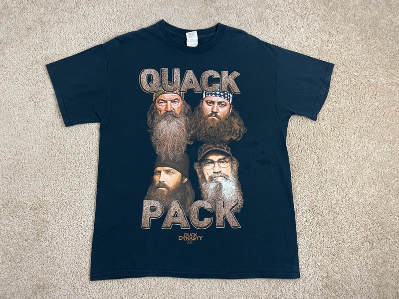 Vintage Gildan T-Shirt Mens L Preshrunk Crewneck Quack Pack Duck Dynasty Black