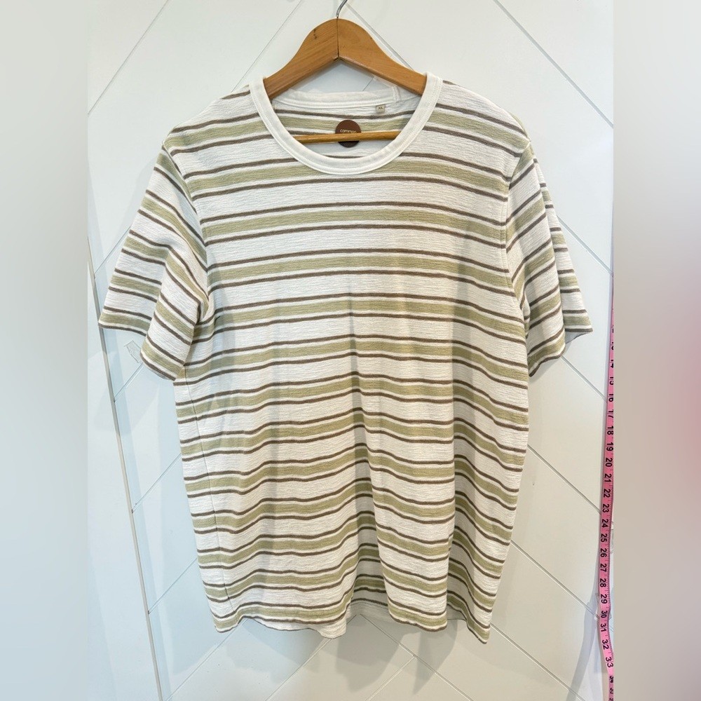 NWOT Common People Clothing Striped Taupe Soft Touch Cotton T shirt Men’s XL gallery