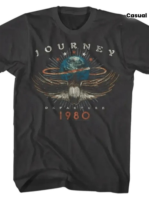 Vintage 1980s Rock Band Graphic Men’s T-Shirt – Black Casual Crew Neck Tee