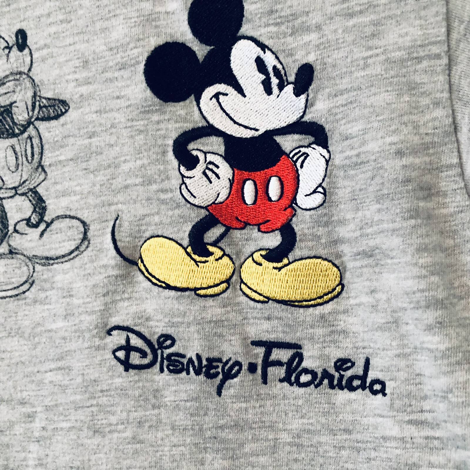 Disney Florida Mickey Mouse Sketch Drawing & Embroidery Gray T Shirt Sz S 34-36 gallery