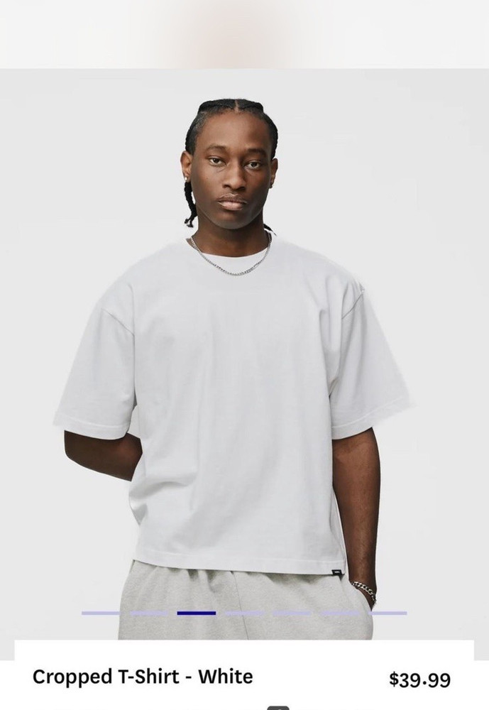 Hours Men’s White Solid Cropped Short Sleeve Crew Neck T-Shirt Size M
