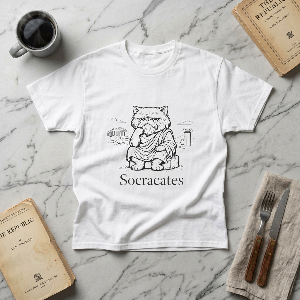 Socrates Cat Philosopher T-Shirt Ancient Greece Sketch philosophy humor funny