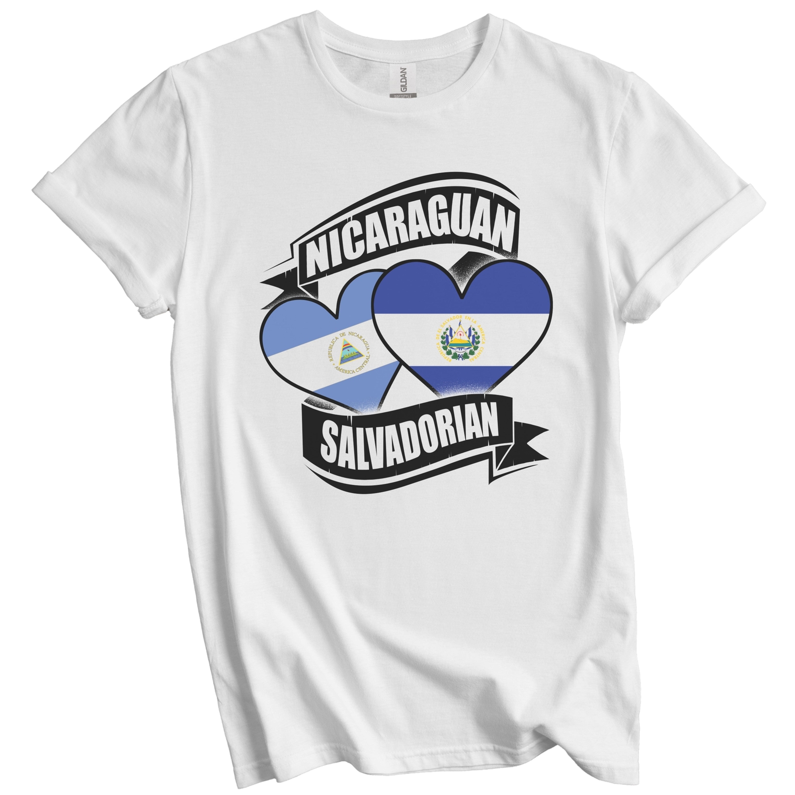 Nicaraguan Salvadorian Hearts Nicaragua El Salvador Flags T-Shirt gallery