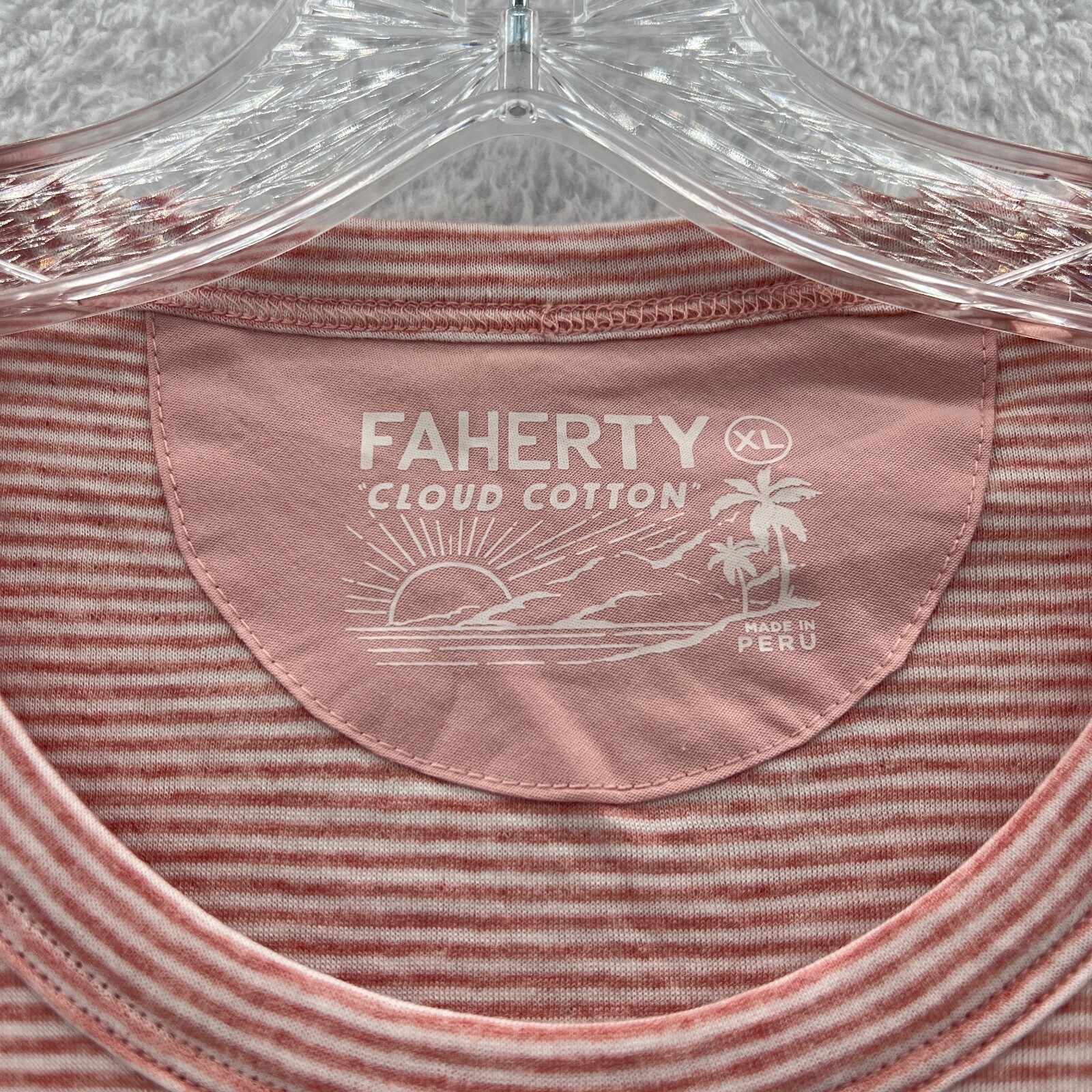 Faherty Striped Shirt Mens XL Orange Cloud Cotton Soft Short Sleeve Tee *A98 New gallery