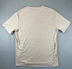 01.Algo Merino Wool Blend Performance Short Sleeve Heathered Beige Men’s Large